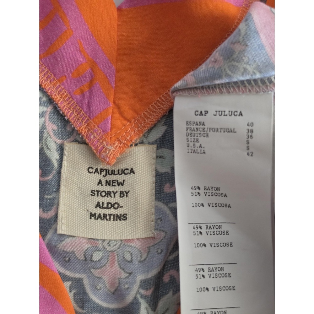 Aldo Martins Gina Top Blouse Eclectic Multicolor Floral Boho Kimono Foulard Top - Picture 4 of 9